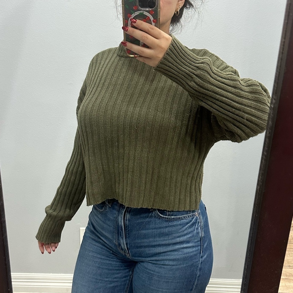 American Eagle Outfitters Olive Ribbed Sweater